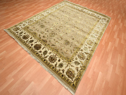 Brown 7'8" x 9'10" Traditional Hand knotted Wool/Silk Rug - Sku: O075586