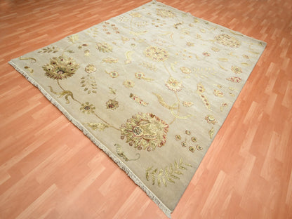 Rajasthan hand-knotted wool/silk rug in Ivory, 7'11" x 9'9" — SKU O075588 (view 3)