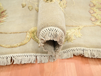 Ivory 7'11" x 9'9" Rajasthan Hand knotted Wool/Silk Rug - Sku: O075588