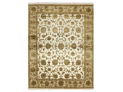 Rajasthan Rajasthan hand-knotted wool/silk rug in Ivory & Beige, 7'8" x 10' — SKU O075589