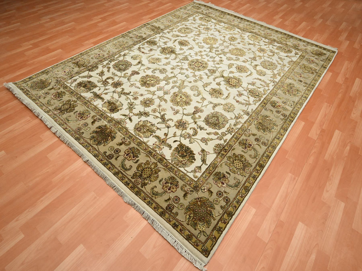 Rajasthan Rajasthan hand-knotted wool/silk rug in Ivory & Beige, 7'8" x 10' — SKU O075589 (view 3)
