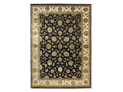 Black 8'7" x 12'1" Rajasthan Hand knotted Wool/Silk Rug - Sku: O075591
