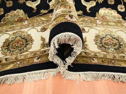 Black 8'7" x 12'1" Rajasthan Hand knotted Wool/Silk Rug - Sku: O075591
