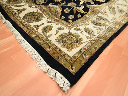 Black 8'7" x 12'1" Rajasthan Hand knotted Wool/Silk Rug - Sku: O075591