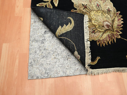 Black 9'2" x 11'8" Rajasthan Hand knotted Wool/Silk Rug - Sku: O075593