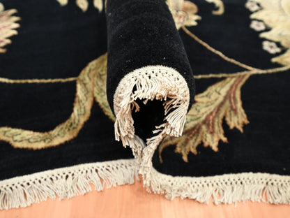Black 9'2" x 11'8" Rajasthan Hand knotted Wool/Silk Rug - Sku: O075593