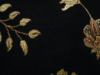 Black 9'2" x 11'8" Rajasthan Hand knotted Wool/Silk Rug - Sku: O075593