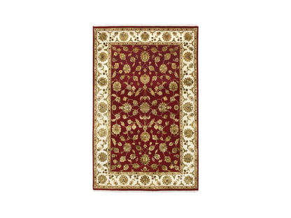 Rajasthan Rajasthan hand-knotted wool/silk rug in Red & Ivory, 5'11" x 9'2" — SKU O075599