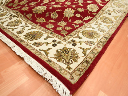 Rajasthan Rajasthan hand-knotted wool/silk rug in Red & Ivory, 5'11" x 9'2" — SKU O075599 (view 6)