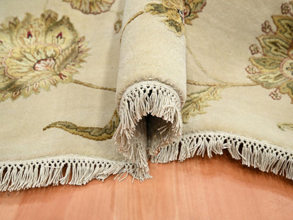 Ivory 5'11" x 8'11" Rajasthan Hand knotted Wool/Silk Rug - Sku: O075600