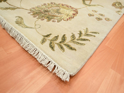 Rajasthan hand-knotted wool/silk rug in Ivory, 5'11" x 8'11" — SKU O075600 (view 6)
