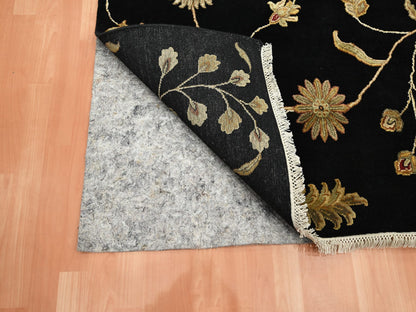 Black 5'10" x 8'10" Rajasthan Hand knotted Wool/Silk Rug - Sku: O075601