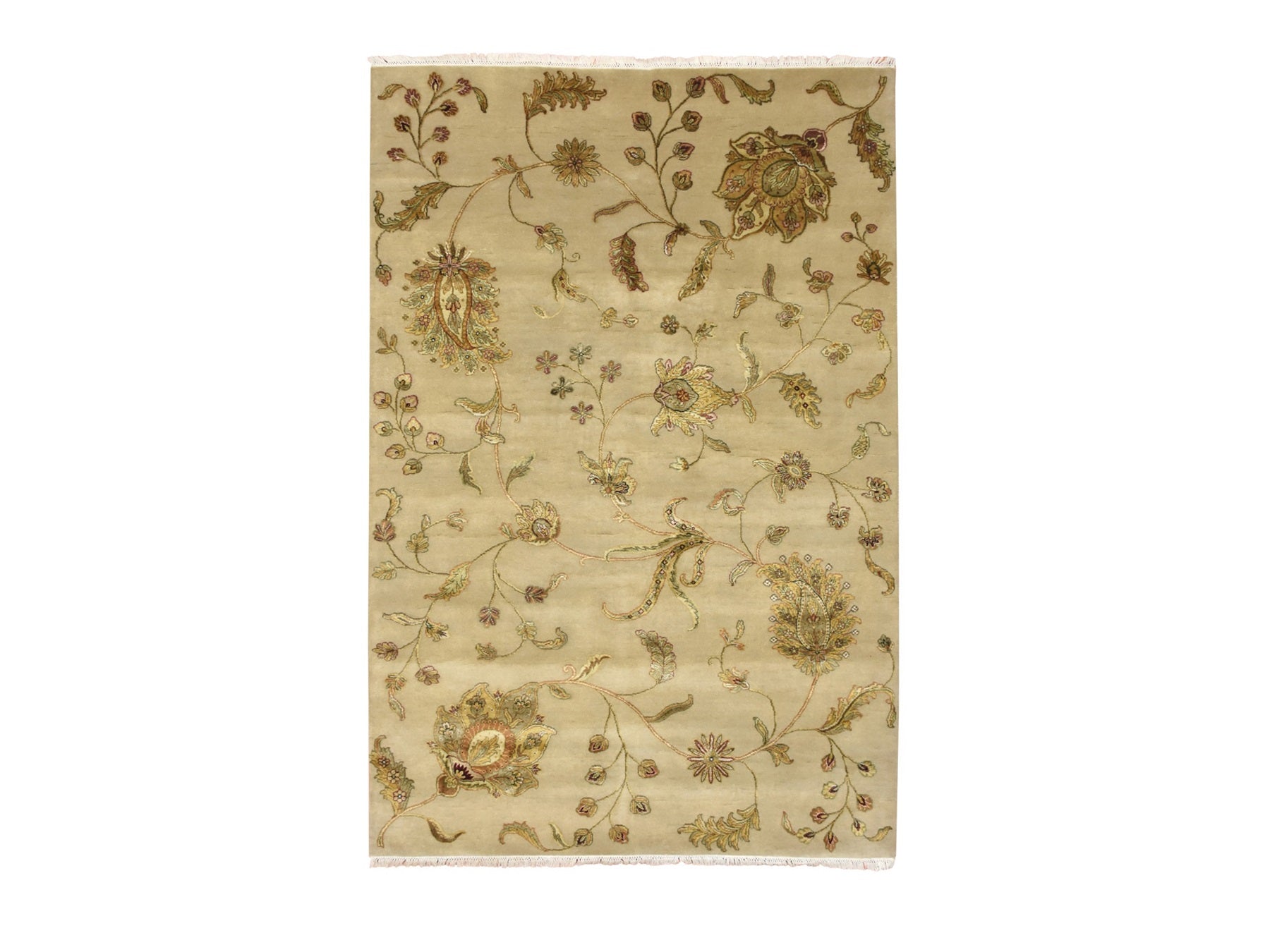 Rajasthan hand-knotted wool/silk rug in Brown, 6' x 8'10" — SKU O075603