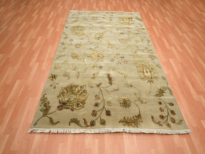 Brown 6'0" x 8'10" Traditional Hand knotted Wool/Silk Rug - Sku: O075603