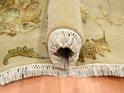 Brown 6'0" x 8'10" Traditional Hand knotted Wool/Silk Rug - Sku: O075603