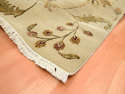 Brown 6'0" x 8'10" Traditional Hand knotted Wool/Silk Rug - Sku: O075603