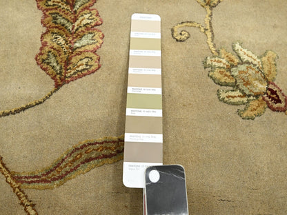 Brown 6'0" x 8'10" Traditional Hand knotted Wool/Silk Rug - Sku: O075603