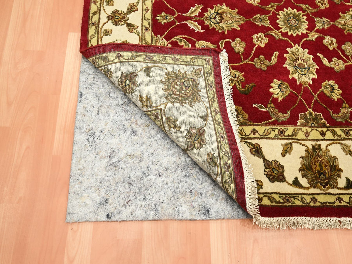 Rajasthan Rajasthan hand-knotted wool/silk rug in Red & Ivory, 4'1" x 4'11" — SKU O075606 (view 3)
