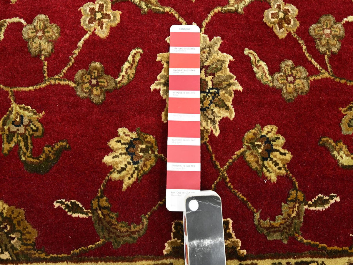 Rajasthan Rajasthan hand-knotted wool/silk rug in Red & Ivory, 4'1" x 4'11" — SKU O075606 (view 4)