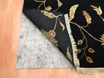Black 4'1" x 6'1" Rajasthan Hand knotted Wool/Silk Rug - Sku: O075608