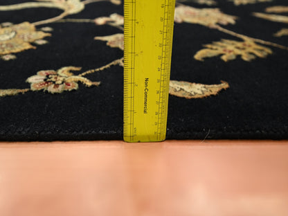 Black 4'1" x 6'1" Rajasthan Hand knotted Wool/Silk Rug - Sku: O075608