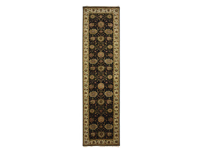 Black 4'0" x 15'9" Rajasthan Hand knotted Wool/Silk Rug - Sku: O075610