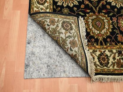 Black 4'0" x 15'9" Rajasthan Hand knotted Wool/Silk Rug - Sku: O075610