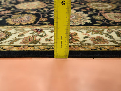 Black 4'0" x 15'9" Rajasthan Hand knotted Wool/Silk Rug - Sku: O075610