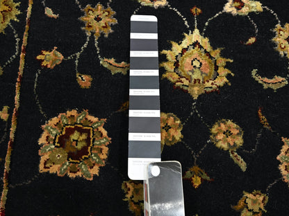 Black 2'7" x 12'3" Rajasthan Hand knotted Wool/Silk Rug - Sku: O075611