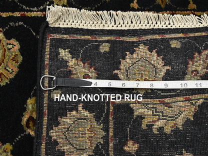 Black 2'7" x 12'3" Rajasthan Hand knotted Wool/Silk Rug - Sku: O075611