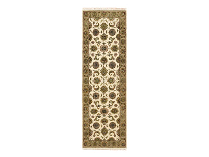 Rajasthan Rajasthan hand-knotted wool/silk runner in Ivory & Beige, 2'6" x 8' — SKU O075612
