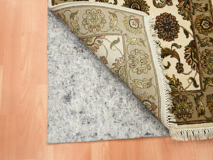 Rajasthan Rajasthan hand-knotted wool/silk runner in Ivory & Beige, 2'6" x 8' — SKU O075612 (view 3)