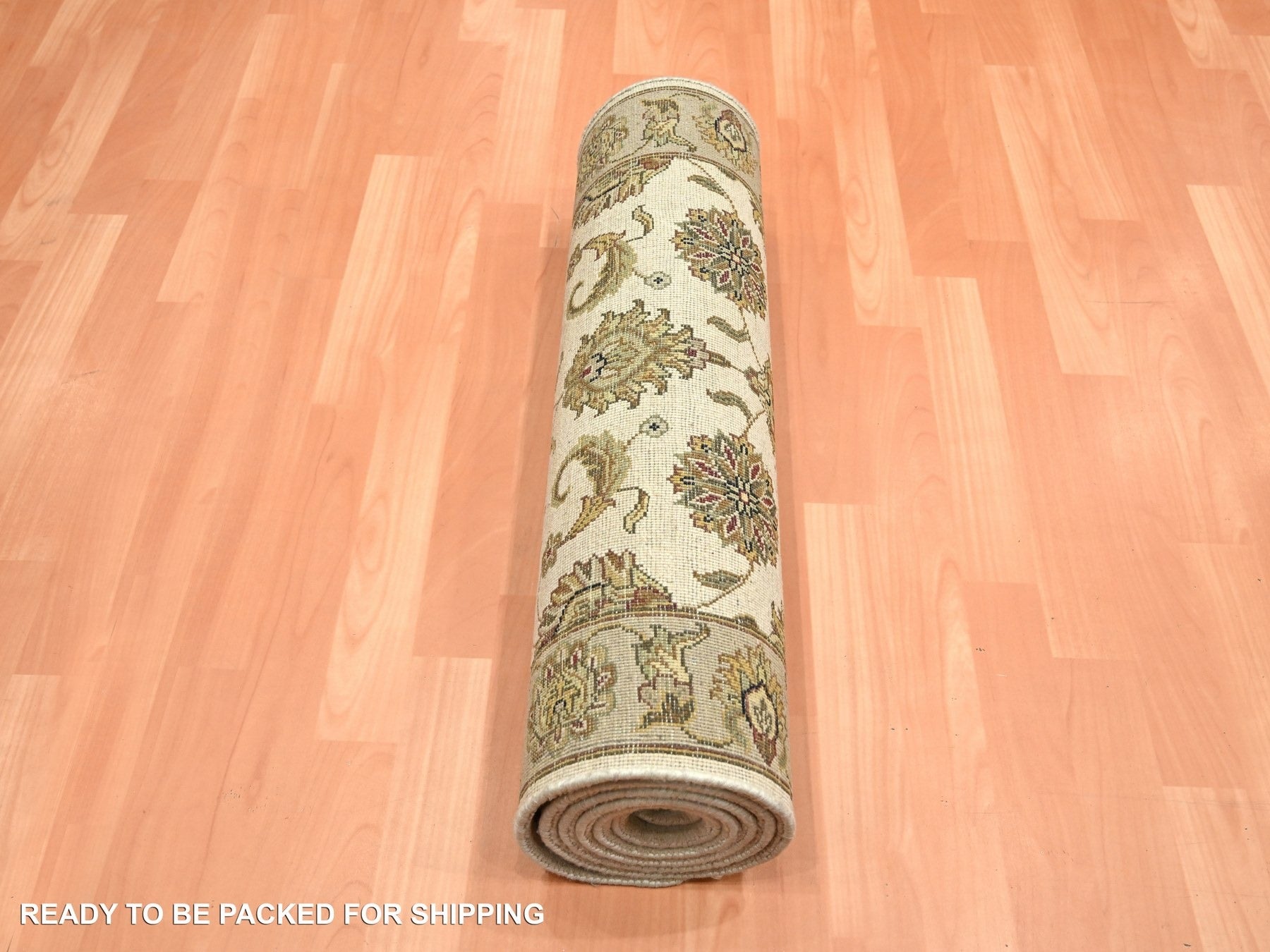 Rajasthan Rajasthan hand-knotted wool/silk runner in Ivory & Beige, 2'6" x 8' — SKU O075612 (view 5)