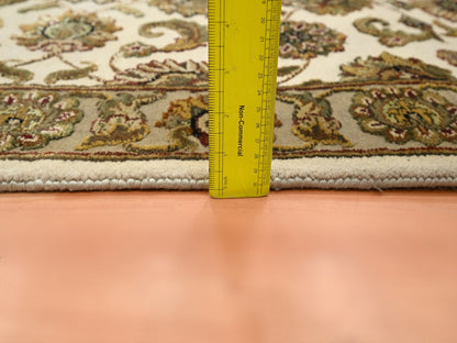 Rajasthan Rajasthan hand-knotted wool/silk runner in Ivory & Beige, 2'6" x 8' — SKU O075612 (view 6)