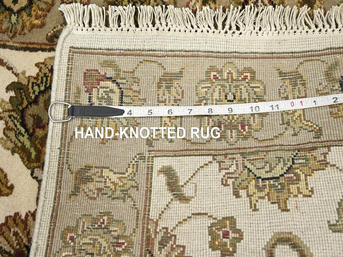 Rajasthan Rajasthan hand-knotted wool/silk runner in Ivory & Beige, 2'6" x 8' — SKU O075612 (view 7)