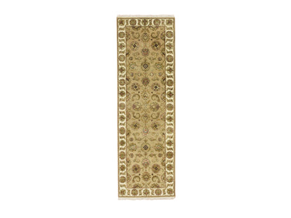 Brown 2'7" x 8'1" Traditional Hand knotted Wool/Silk Rug - Sku: O075613