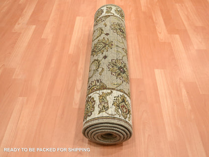 Brown 2'7" x 8'1" Traditional Hand knotted Wool/Silk Rug - Sku: O075613