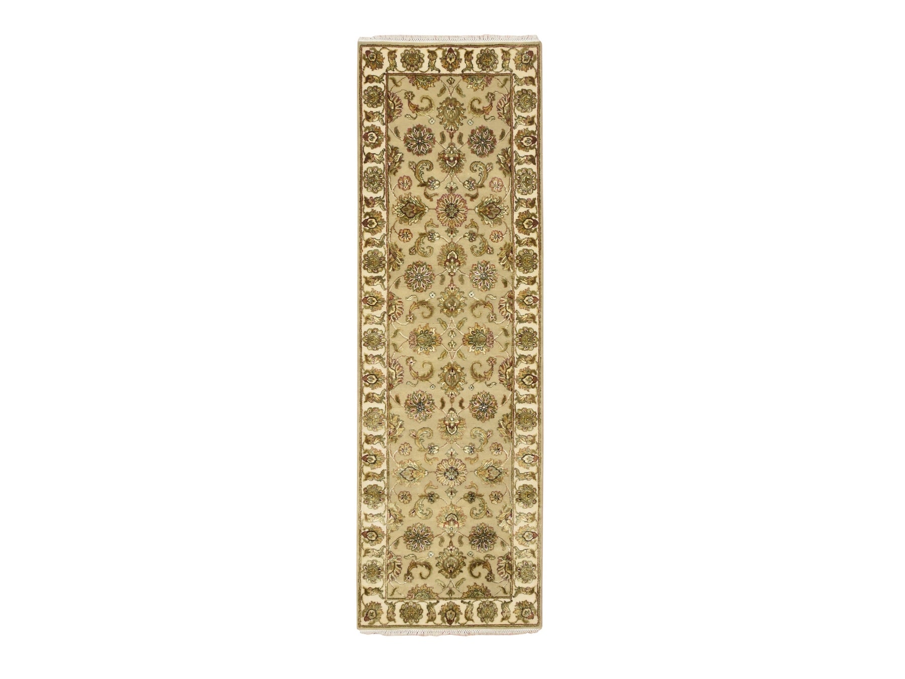 Rajasthan Rajasthan hand-knotted wool/silk runner in Brown & Ivory, 2'6" x 7'11" — SKU O075615