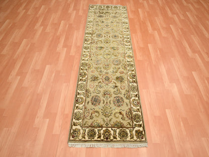 Brown 2'6" x 7'11" Traditional Hand knotted Wool/Silk Rug - Sku: O075615