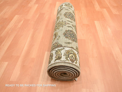 Brown 2'6" x 7'11" Traditional Hand knotted Wool/Silk Rug - Sku: O075615