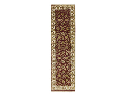 Rajasthan Rajasthan hand-knotted wool/silk runner in Red & Ivory, 2'6" x 9'5" — SKU O075616