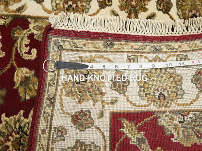 Rajasthan Rajasthan hand-knotted wool/silk runner in Red & Ivory, 2'6" x 9'5" — SKU O075616 (view 7)