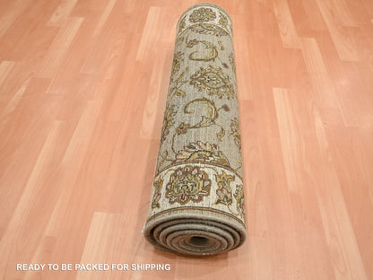 Brown 2'6" x 8'3" Traditional Hand knotted Wool/Silk Rug - Sku: O075617