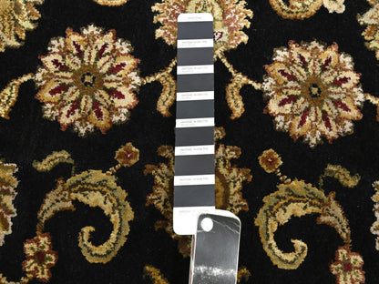 Black 2'6" x 8'0" Rajasthan Hand knotted Wool/Silk Rug - Sku: O075619