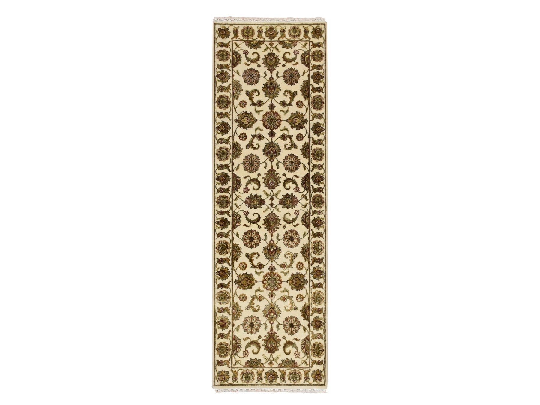 Rajasthan Rajasthan hand-knotted wool/silk runner in Ivory, 2'7" x 8'3" — SKU O075620