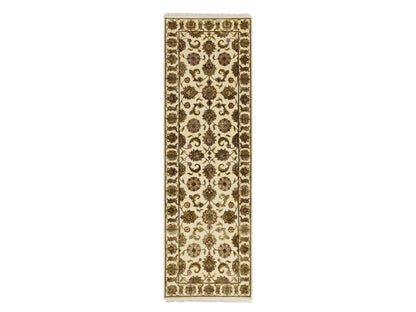 Rajasthan Rajasthan hand-knotted wool/silk runner in Ivory, 2'7" x 8'3" — SKU O075620