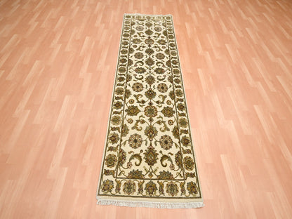 Rajasthan Rajasthan hand-knotted wool/silk runner in Ivory, 2'7" x 8'3" — SKU O075620 (view 2)