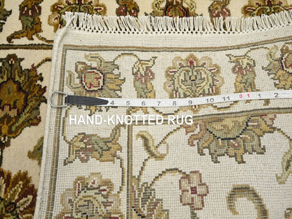 Rajasthan Rajasthan hand-knotted wool/silk runner in Ivory, 2'7" x 8'3" — SKU O075620 (view 7)