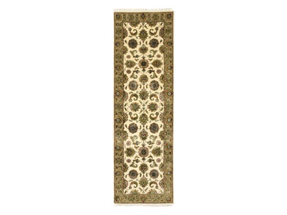 Rajasthan Rajasthan hand-knotted wool/silk runner in Ivory & Beige, 2'6" x 8' — SKU O075621
