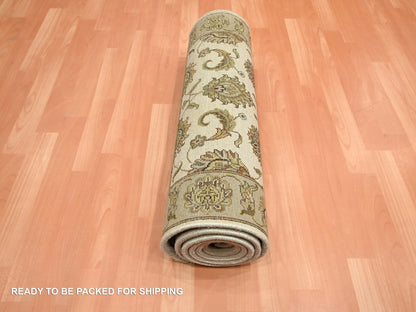 Rajasthan Rajasthan hand-knotted wool/silk runner in Ivory & Beige, 2'6" x 8' — SKU O075621 (view 5)